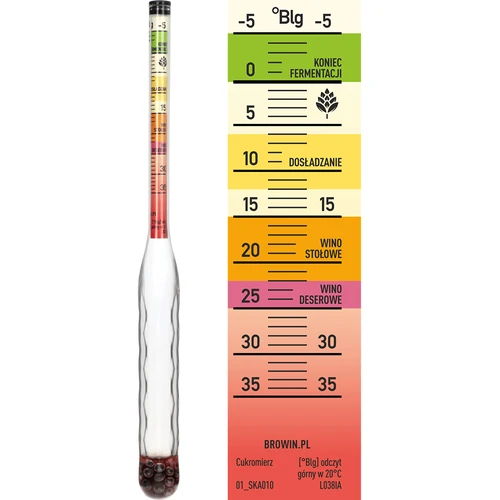 Hidrómetro irrompible con tubo de ensayo, rango de medición: -5-35°Blg - 3