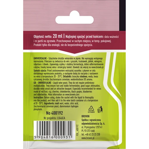 Levadura de vino Universal sin propagación-20ml - 2