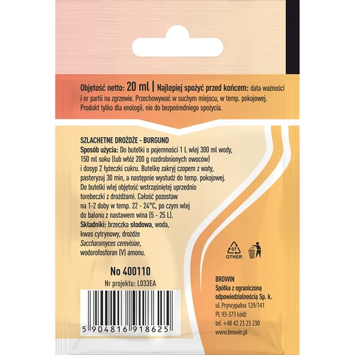 Levadura enológica Bordeaux, 20 ml - 2