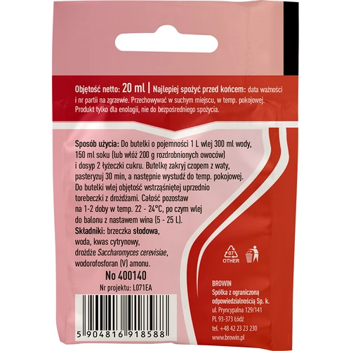 Levadura enológica Malaga, 20 ml - 2