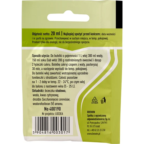 Levadura enológica Universal, 20 ml - 2