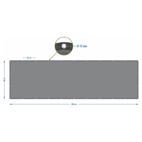 Malla de sombreado (80%, 140 g/m2) 1,5 x 5 m, grafito - 7