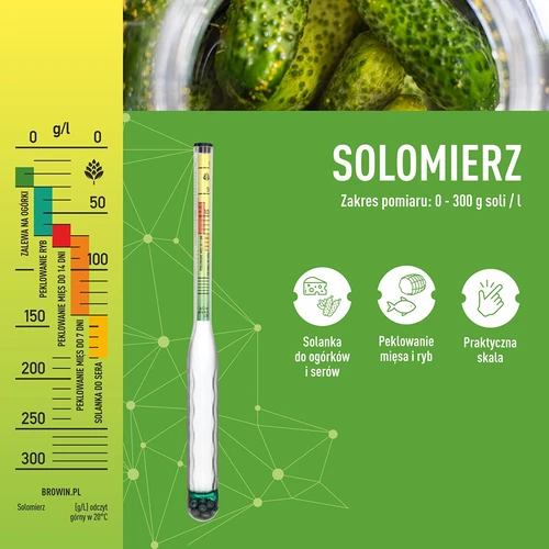 Salinómetro irrompible con probeta, rango de medición: 0-300 g de sal/L - 5