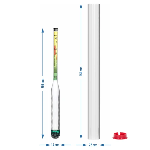 Salinómetro irrompible con probeta, rango de medición: 0-300 g de sal/L - 4