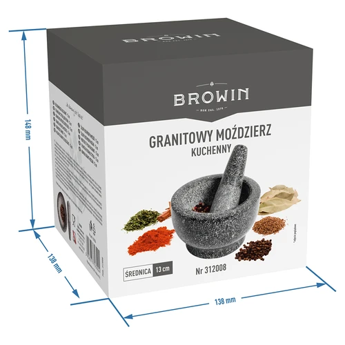 Mortero de cocina de granito - 13cm - 9