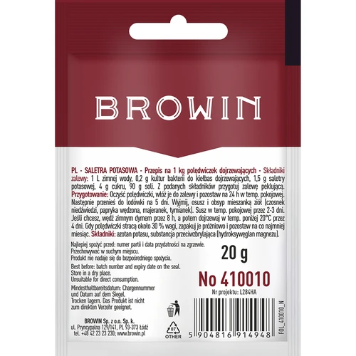 Nitrato de potasio para curar carne - 20 g - 2