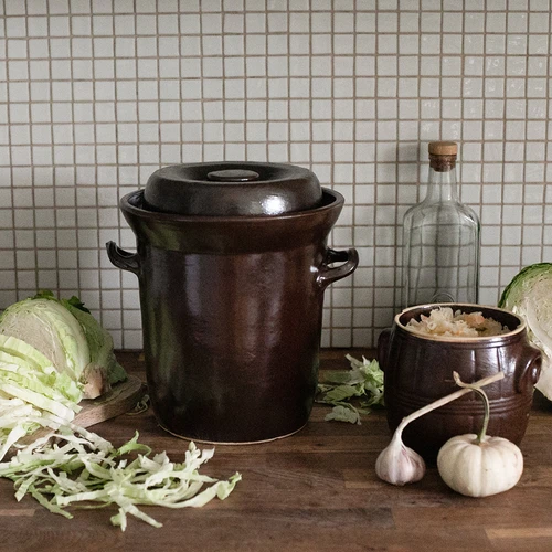 Olla de cerámica 10l para fermentar con sello de agua y tapa - 2