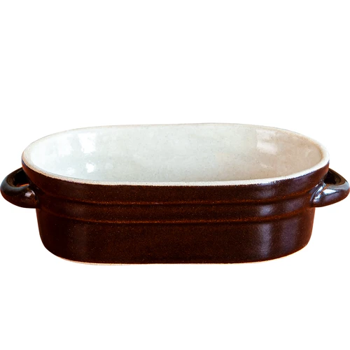 Olla de gres para manteca, alargada con tapa 0,75L - 2