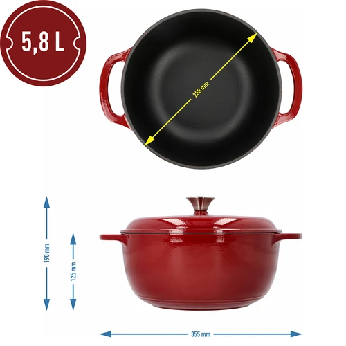 Olla de hierro fundido esmaltada - burdeos, 5,8L - 4