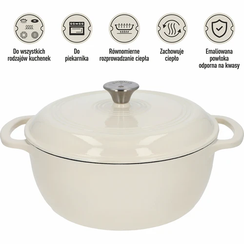 Olla de hierro fundido esmaltada - ecru, 5,8 L - 5