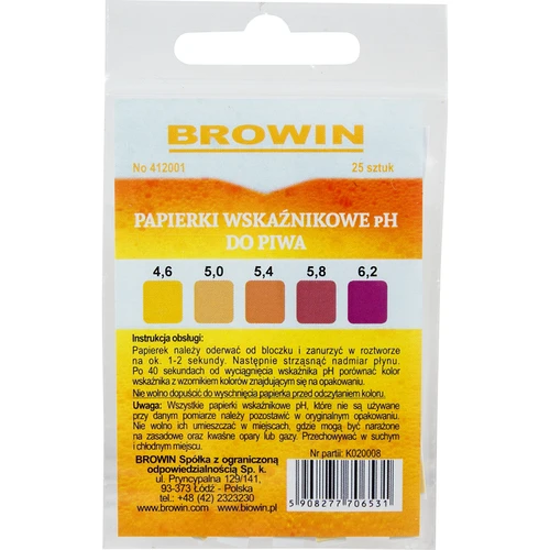 Papel indicador de pH para cerveza - tornasol