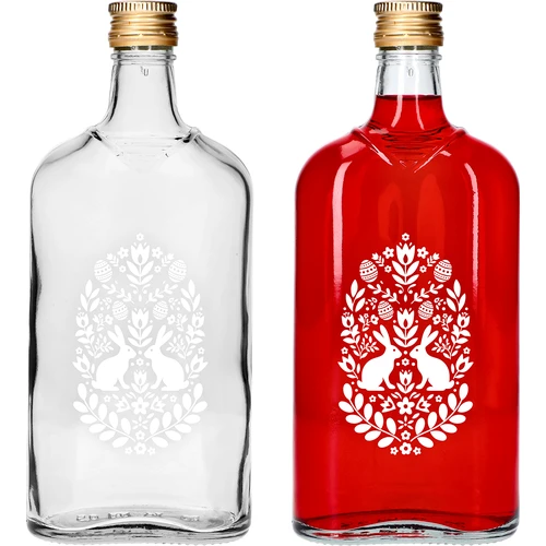 Botella tipo petaca 500 ml con tapón de rosca, estampado "Pascua", 1 ud.