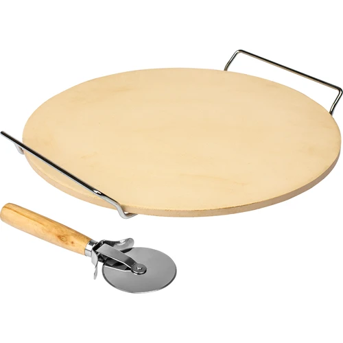 Piedra para pizza con asa y cuchillo, Ø 33 cm - 2