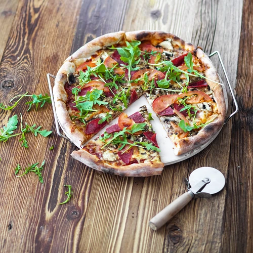 Piedra para pizza con asa y cuchillo, Ø 33 cm - 17