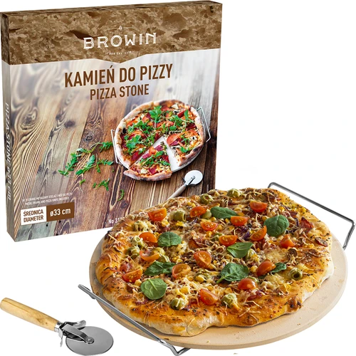 Piedra para pizza con asa y cuchillo, Ø 33 cm - 7