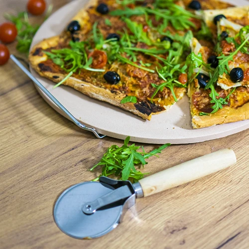 Piedra para pizza con asa y cuchillo, Ø 33 cm - 16