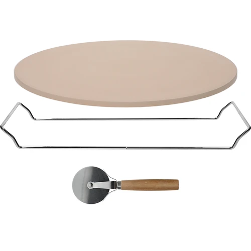 Piedra para pizza con asa y cuchillo, Ø 33 cm - 3