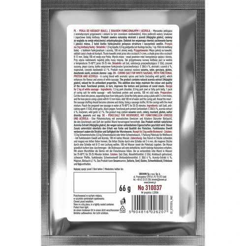 Preparado para curar salchicha blanca, con proteína funcional y acerola, 66g - 2