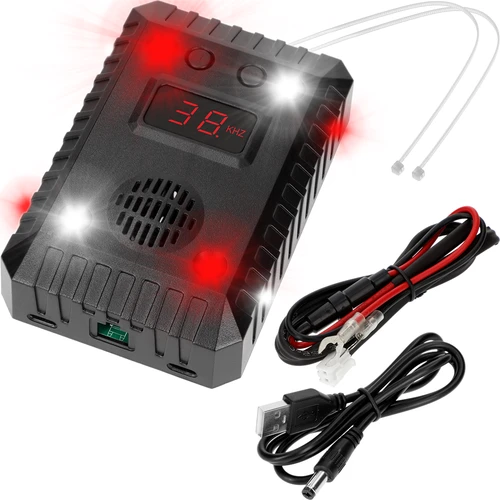Ahuyentador de garduñas y roedores para coches e interiores (ultrasonidos + LED)