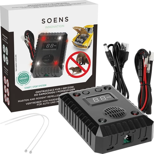Ahuyentador de garduñas y roedores para coches e interiores (ultrasonidos + LED) - 9