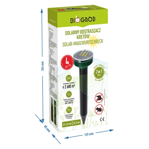 Ahuyentador solar para topos – protección del jardín eficaz, segura y respetuosa con los animales, pack de 4 unidades - 10