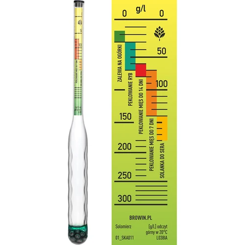 Salinómetro irrompible con probeta, rango de medición: 0-300 g de sal/L - 4