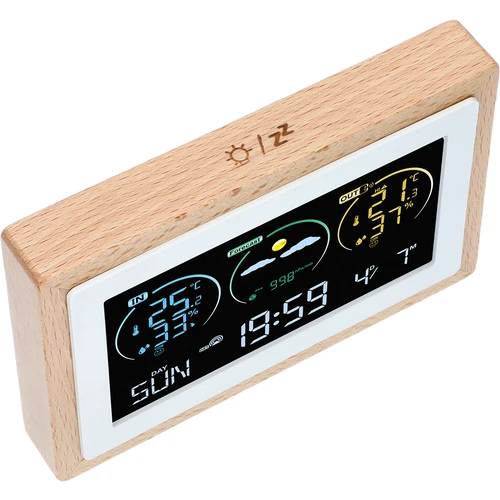 SOENS Estación meteorológica-electr sin cable con sensor iluminado de madera - 4