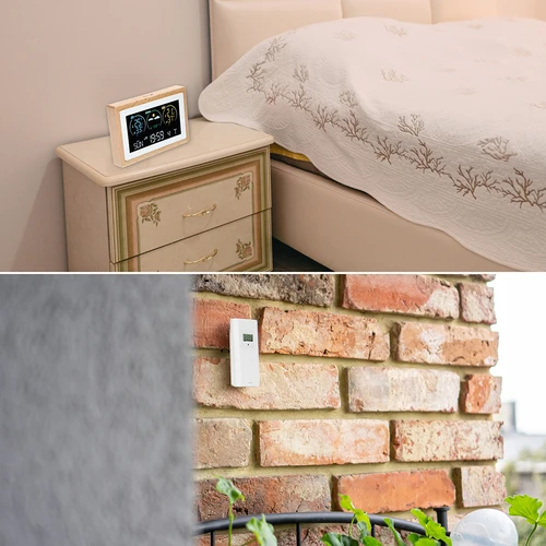 SOENS Estación meteorológica-electr sin cable con sensor iluminado de madera - 11