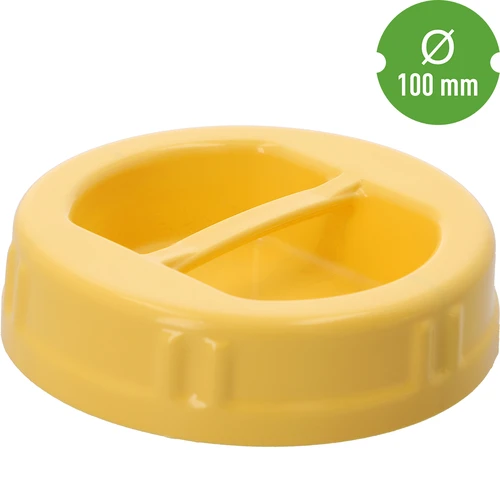 Tapa TO Ø 100 mm amarilla, de plástico, con asa, para tarros de vidrio - 3