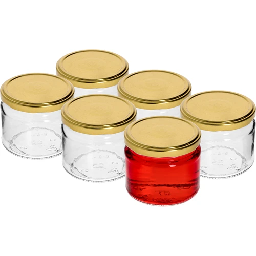 Tarro bajo 330ml fi82/6 con tapa dorada 6uds - 2