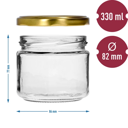 Tarro bajo 330ml fi82/6 con tapa dorada 6uds - 7