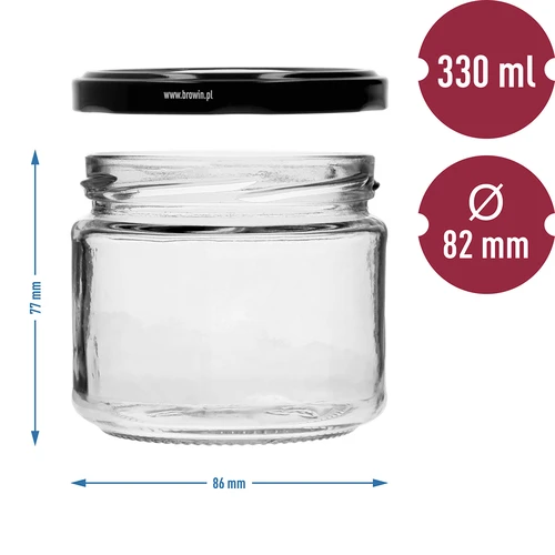 Tarro bajo 330ml fi82/6 con tapa negra 6uds - 7