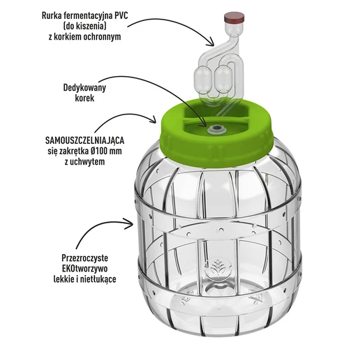 Tarro irrompible y multifuncional para fermentación de 3L - 2