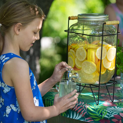 Tarro Limonada 8 L - con grifo, en soporte metálico con asas - 8