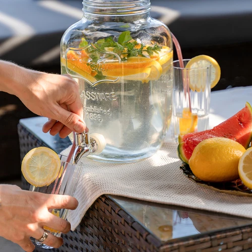 Tarro para limonada, con grifo - de vidrio, 4 L - 7