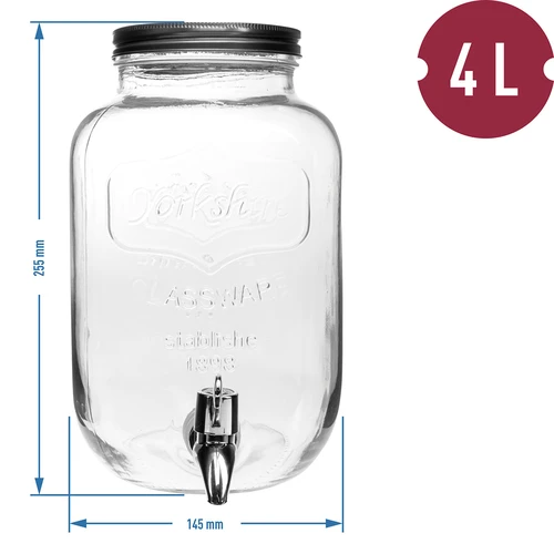 Tarro para limonada, con grifo - de vidrio, 4 L - 5