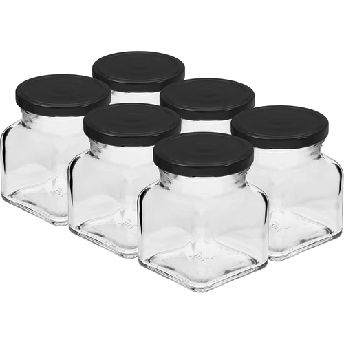 Tarro TO 120ml Cuatro esquinas fi53 tapa negra -6uds