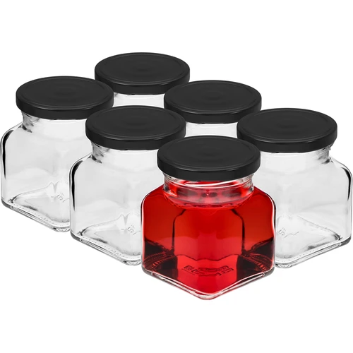 Tarro TO 120ml Cuatro esquinas fi53 tapa negra -6uds - 2