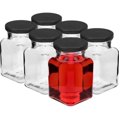 Tarro TO 150ml Cuatro esquinas fi53 tapa negra -6uds - 2