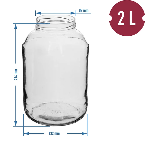 Tarro TO 2L con tapa dorada fi82/6 - 6 piezas - 2