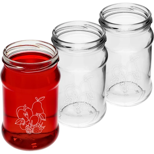 Tarro TO 300ml con tapa impresión frutas fi66 - 3uds. - 3
