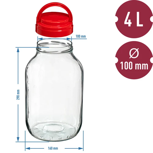 Tarro TO 4L con tapa de plástico fi100 - 6