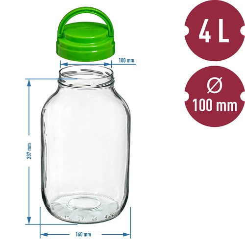 Tarro TO 4L con tapa de plástico + pinzas fi100 - 6
