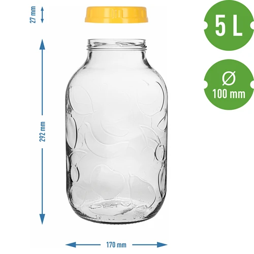 Tarro TO 5 L y tapa de plástico fi 100, con asa - 7