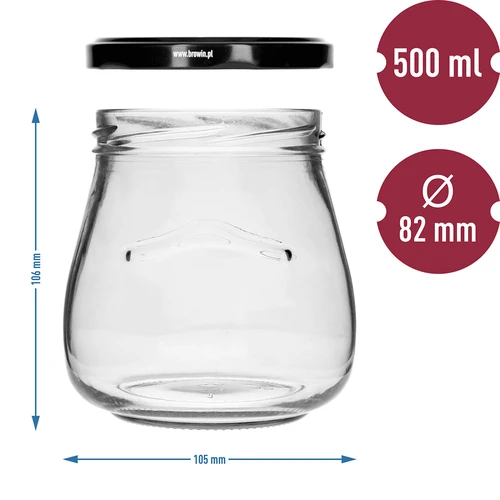 Tarro TO 500ml otra Ánfora tapa negra fi82/6 -6uds - 9