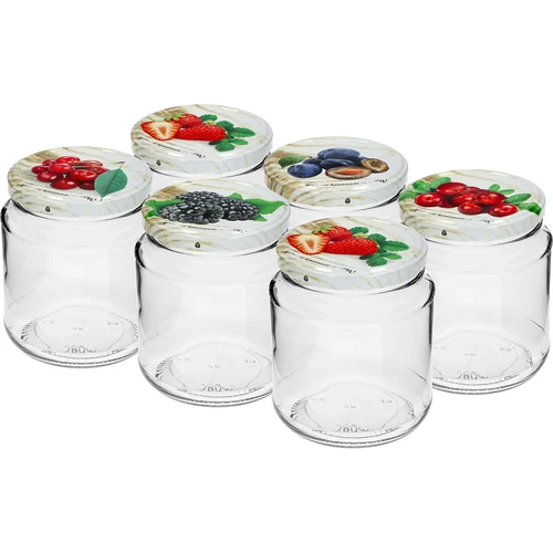 Tarro TO 580ml gordito con tapa colorida fi82/6 -6uds