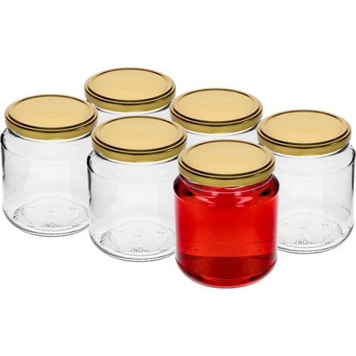 Tarro TO 580ml gordito con tapa dorada fi82/6 -6uds - 2