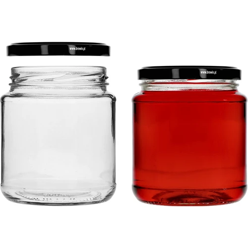 Tarro TO 580ml gordito con tapa negra fi82/6 -6uds - 3