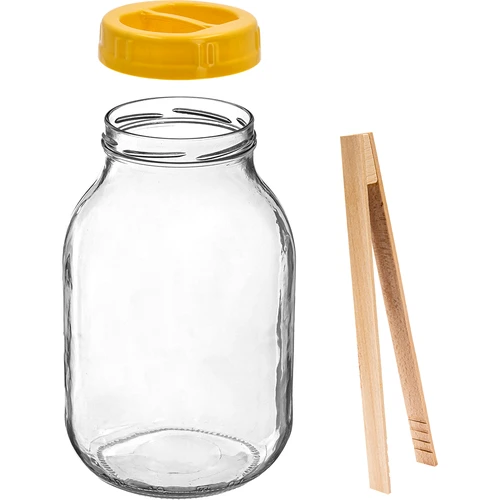 Tarro twist-off 3 L, pinzas y tapa de plástico fi 100, con asa - 2