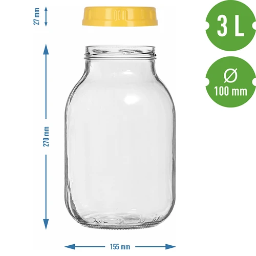 Tarro twist-off 3 L y tapa de plástico fi 100, con asa - 7